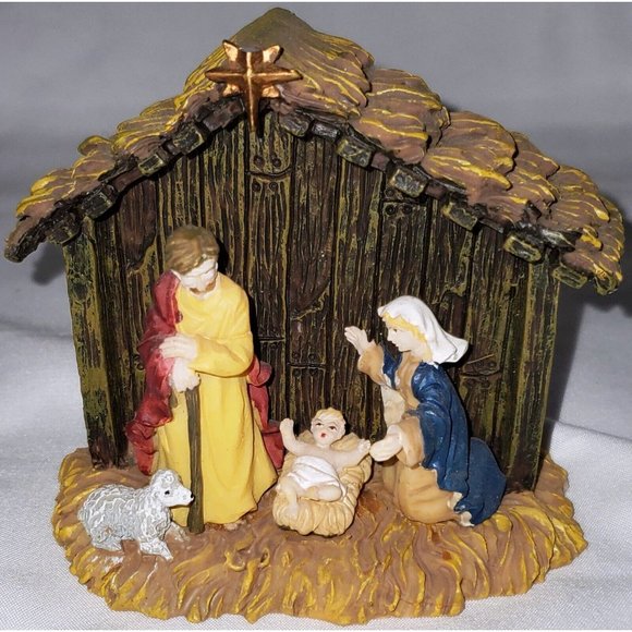 Santas Workbench NATIVITY CRECH HOLY FAMILY Christmas Village accessory DAMAGED - Picture 2 of 8